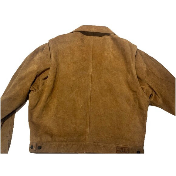 90s Polo Ralph Lauren Suede Leather Jacket Mens XL Brown Plaid Ranch Coat Rare - Picture 11 of 13